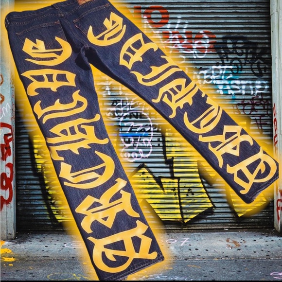 π A.D.S YeLLoW SCRiPT DeNiM ππ - Picture 5 of 5